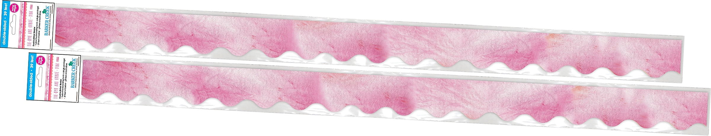 Barker Creek Double-Sided Scalloped Border, 36" x 2.25", Pink Tie-Dye and Ombré, 26/Pack (4332)