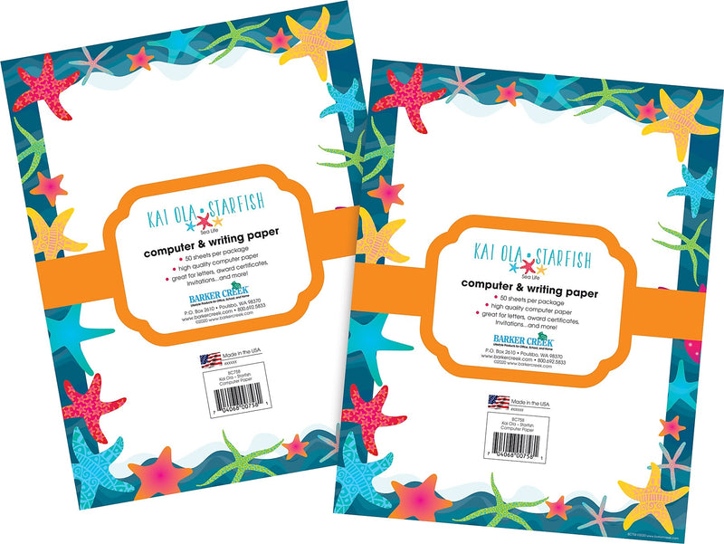 Barker Creek Kai Ola Computer Paper, 8.5" x 11", 60 lbs., Multicolored, 100 Sheets/Pack (4203)