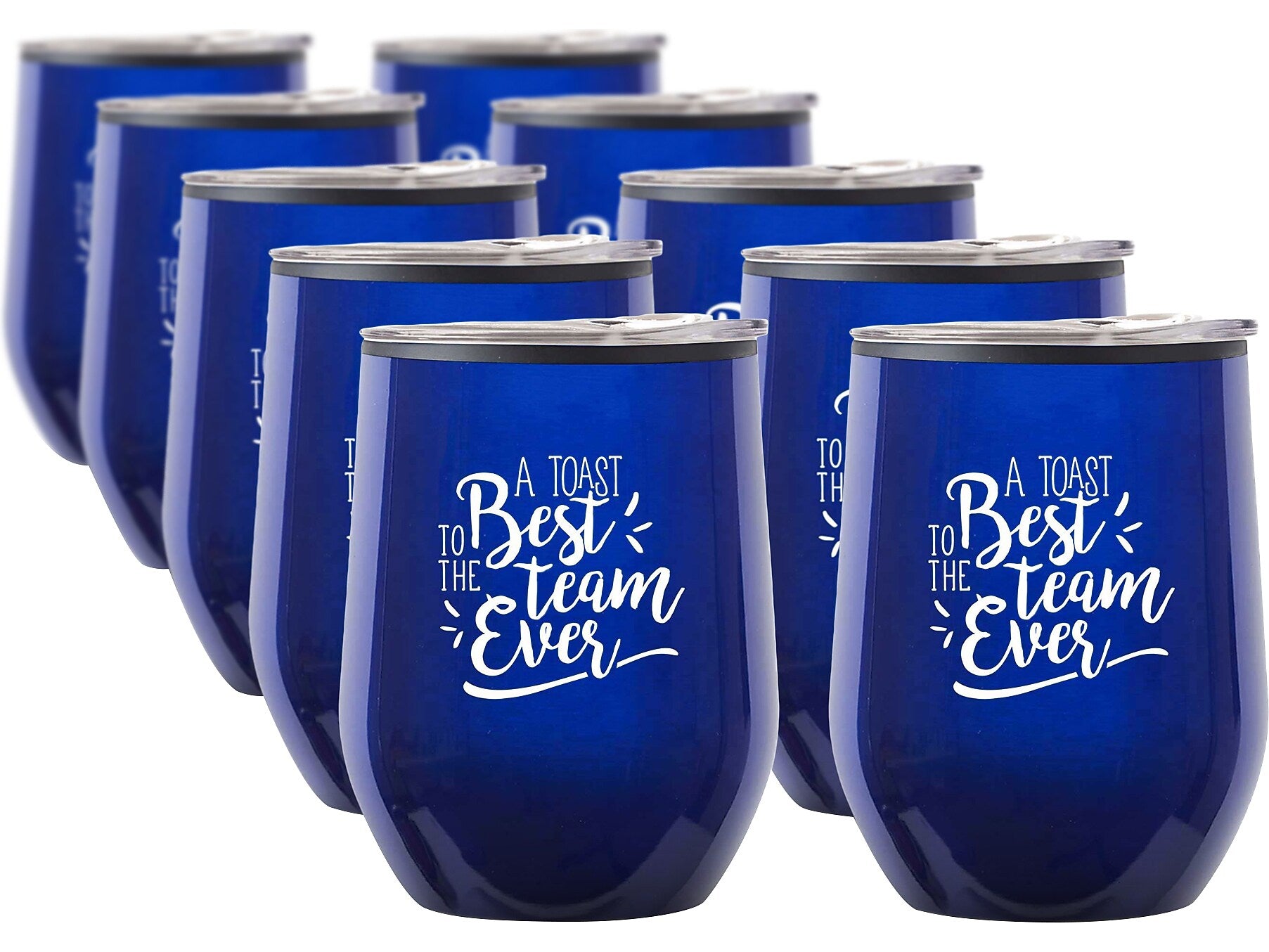 Baudville Cheers! Wine Tumbler, Blue Metallic, 12 oz., 10/Pack (79954A)