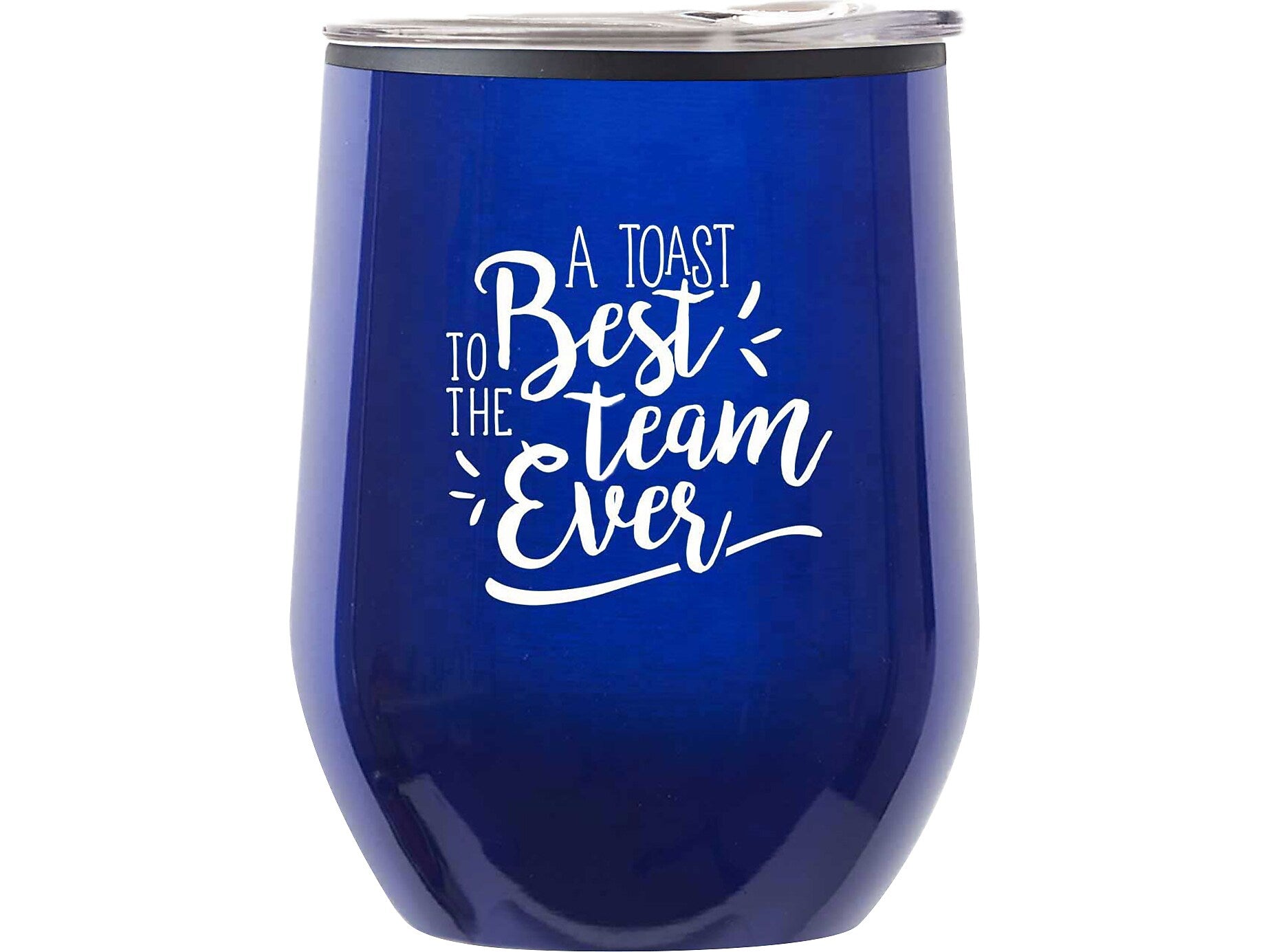 Baudville Cheers! Wine Tumbler, Blue Metallic, 12 oz., 10/Pack (79954A)