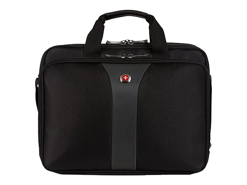 SWISSGEAR Legacy 16" Polyester Laptop Bag, TSA Checkpoint Friendly, Black/Gray (Y67921)