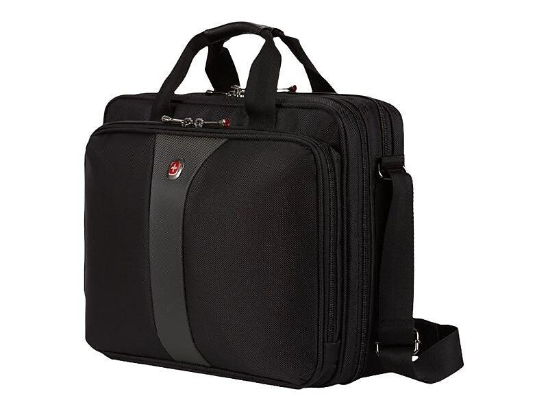 SWISSGEAR Legacy 16" Polyester Laptop Bag, TSA Checkpoint Friendly, Black/Gray (Y67921)