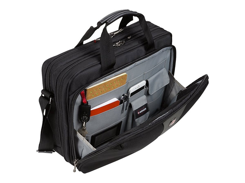 SWISSGEAR Legacy 16" Polyester Laptop Bag, TSA Checkpoint Friendly, Black/Gray (Y67921)