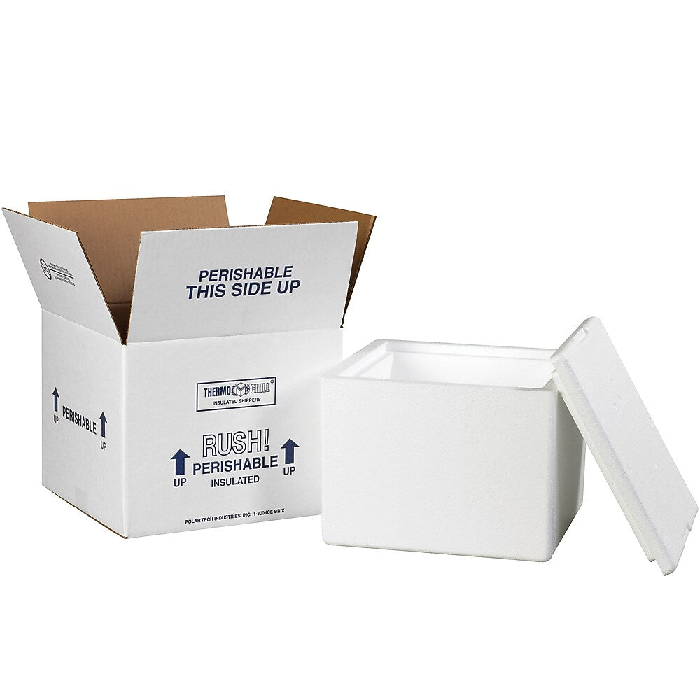 9.5" x 9.5" x 7"  Insulated Shipping Kit, 200# Mullen Rated, White, 1 Kit (214C)