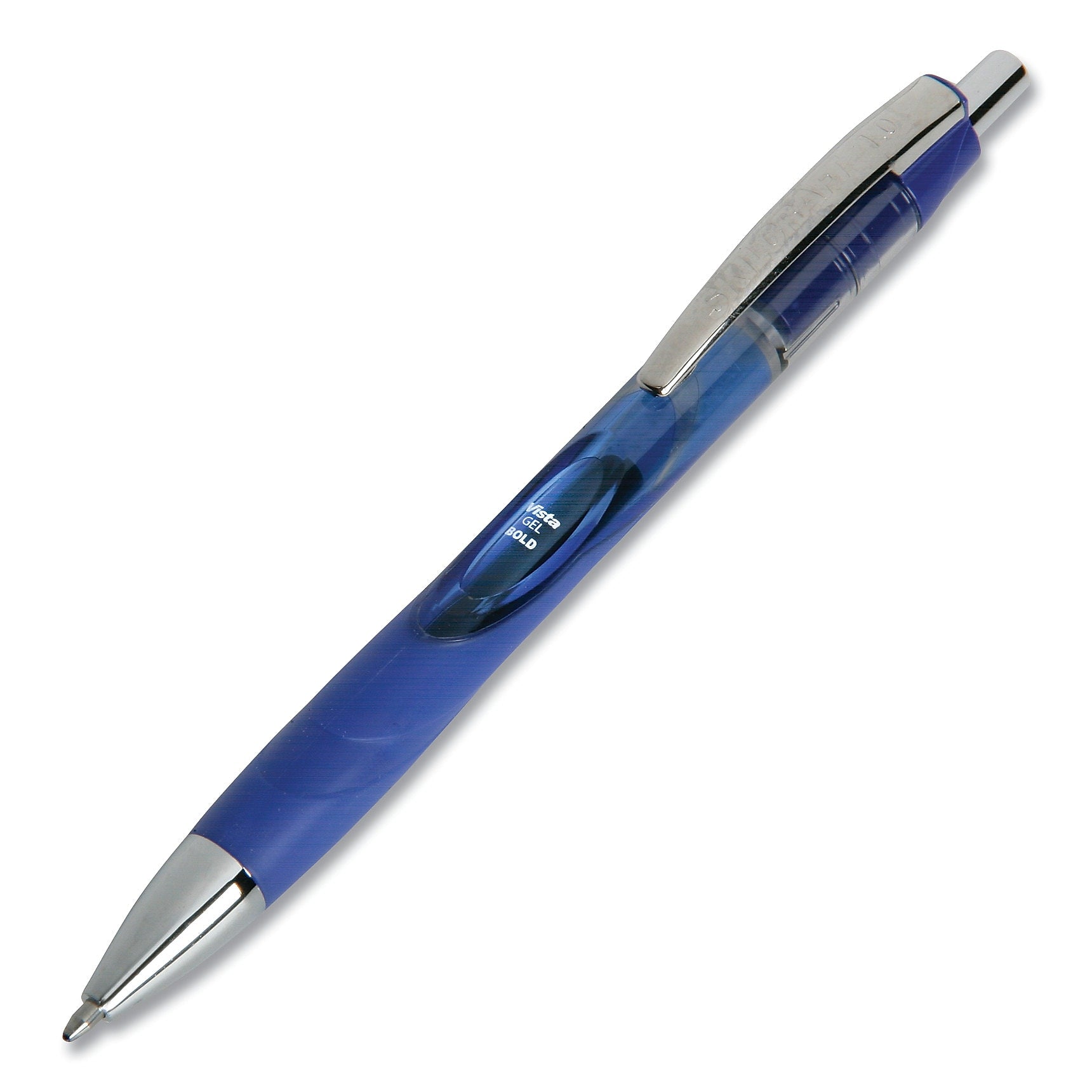 AbilityOne® SKILCRAFT VISTA Gel Pen, Retractable, Bold 1 mm, Blue Ink, Translucent Barrel, Dozen (7520016849425)