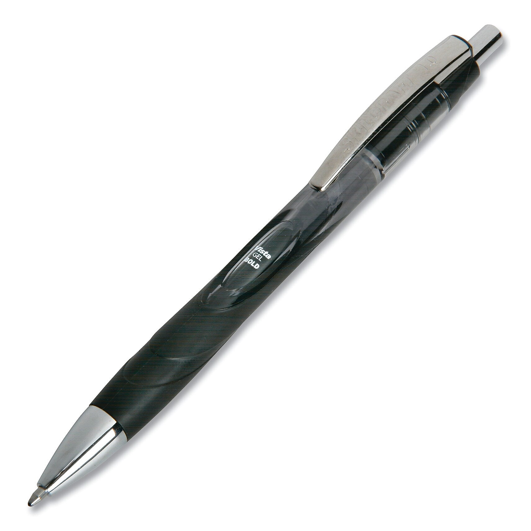 AbilityOne® SKILCRAFT VISTA Gel Pen, Retractable, Bold 1 mm, Black Ink, Translucent Barrel, Dozen (7520016849424)