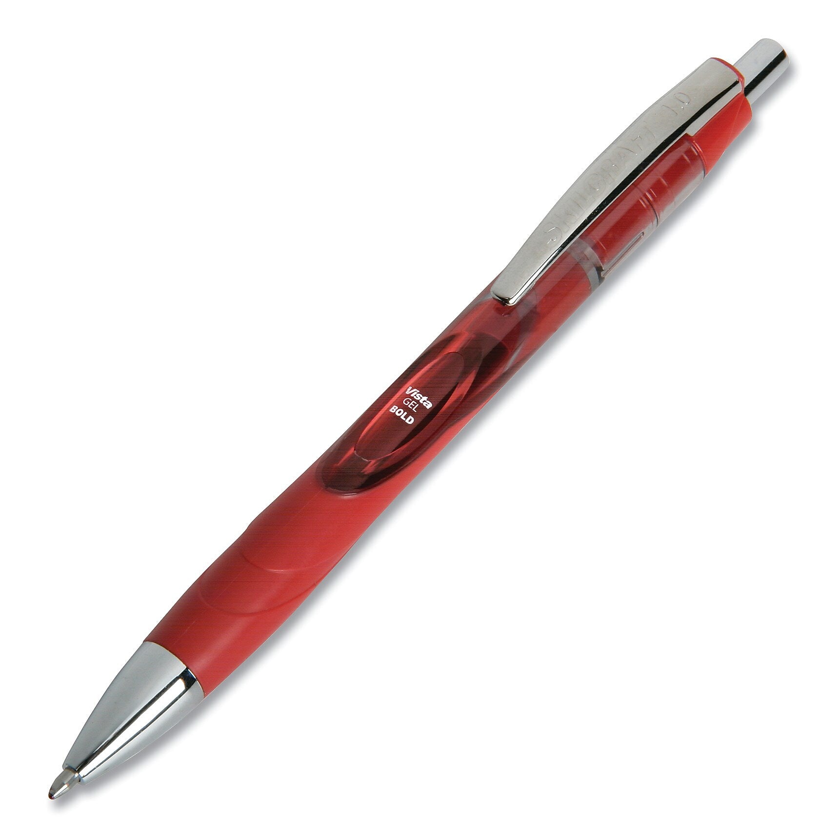 AbilityOne® SKILCRAFT VISTA Gel Pen, Retractable, Bold 1 mm, Red Ink, Translucent Barrel, Dozen (7520016849429)