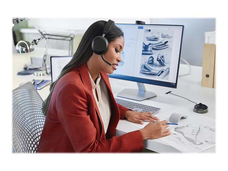 jabra Evolve2 75 Wireless Noise Canceling Bluetooth Stereo Mobile On Ear Headset, USB-A, Black (27599-999-989)