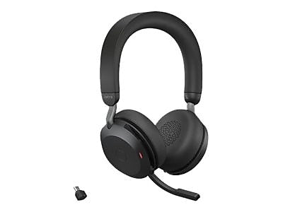 jabra Evolve2 75 Wireless Noise Canceling Bluetooth Stereo Mobile On Ear Headset, USB-C, Black (27599-989-899)