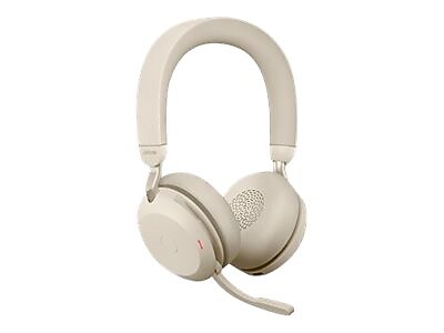 Jabra Evolve2 75 Active Noise Canceling Bluetooth Stereo On Ear Mobile Headset, USB-A, MT Certified, Beige (27599-999-998)