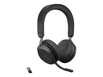 jabra Evolve2 75 Wireless Noise Canceling Bluetooth Stereo Mobile On Ear Headset, USB-A, Black (27599-999-989)