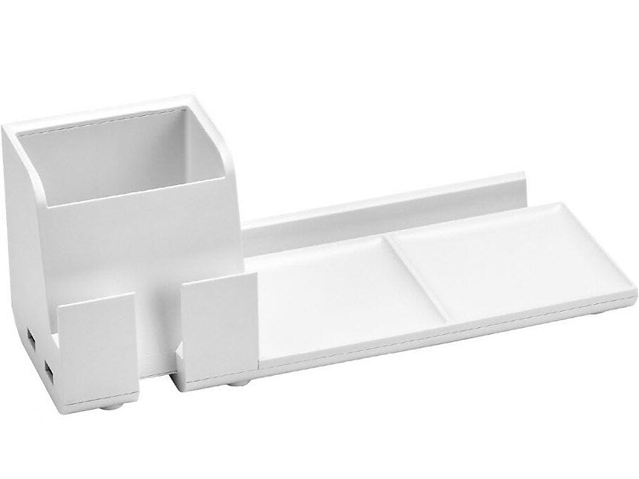 Bostitch Konnect Desk Organizer Power Base with Phone Stand, White Plastic (KT2-BASEPHONE-WHT)