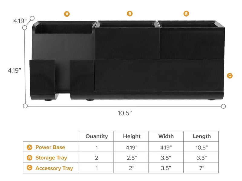 Bostitch Konnect Stackable Desk Organizer, Black Plastic (KT2-BASEKIT2-BLK)