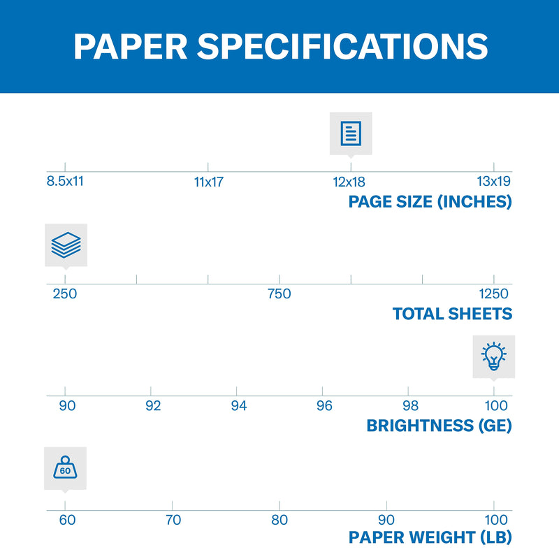 Hammermill 60 lb. Paper, 12" x 18", White, 1250 Sheets/Carton (12004-0CASE)