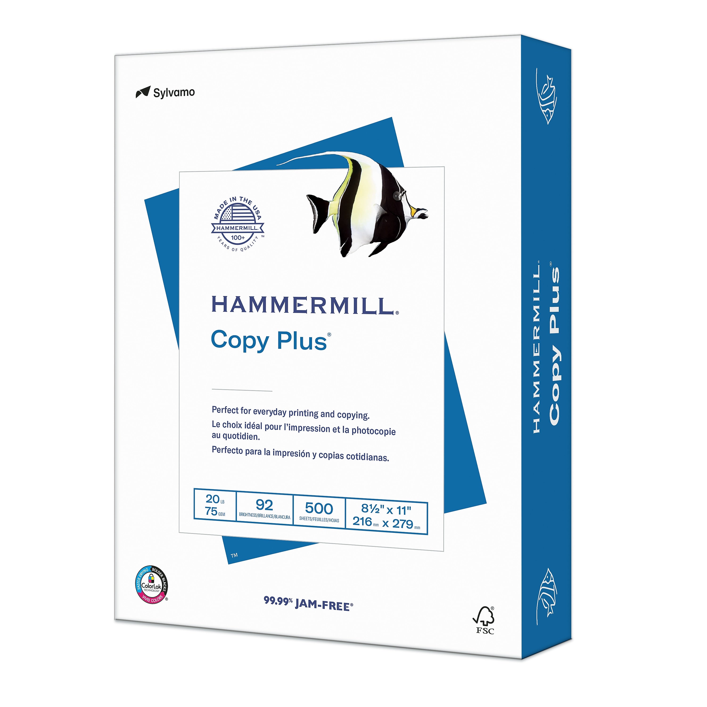 Hammermill Copy Plus 8.5" x 11" Copy Paper, 20 lbs., 92 Brightness, 500 Sheets/Ream (105007)