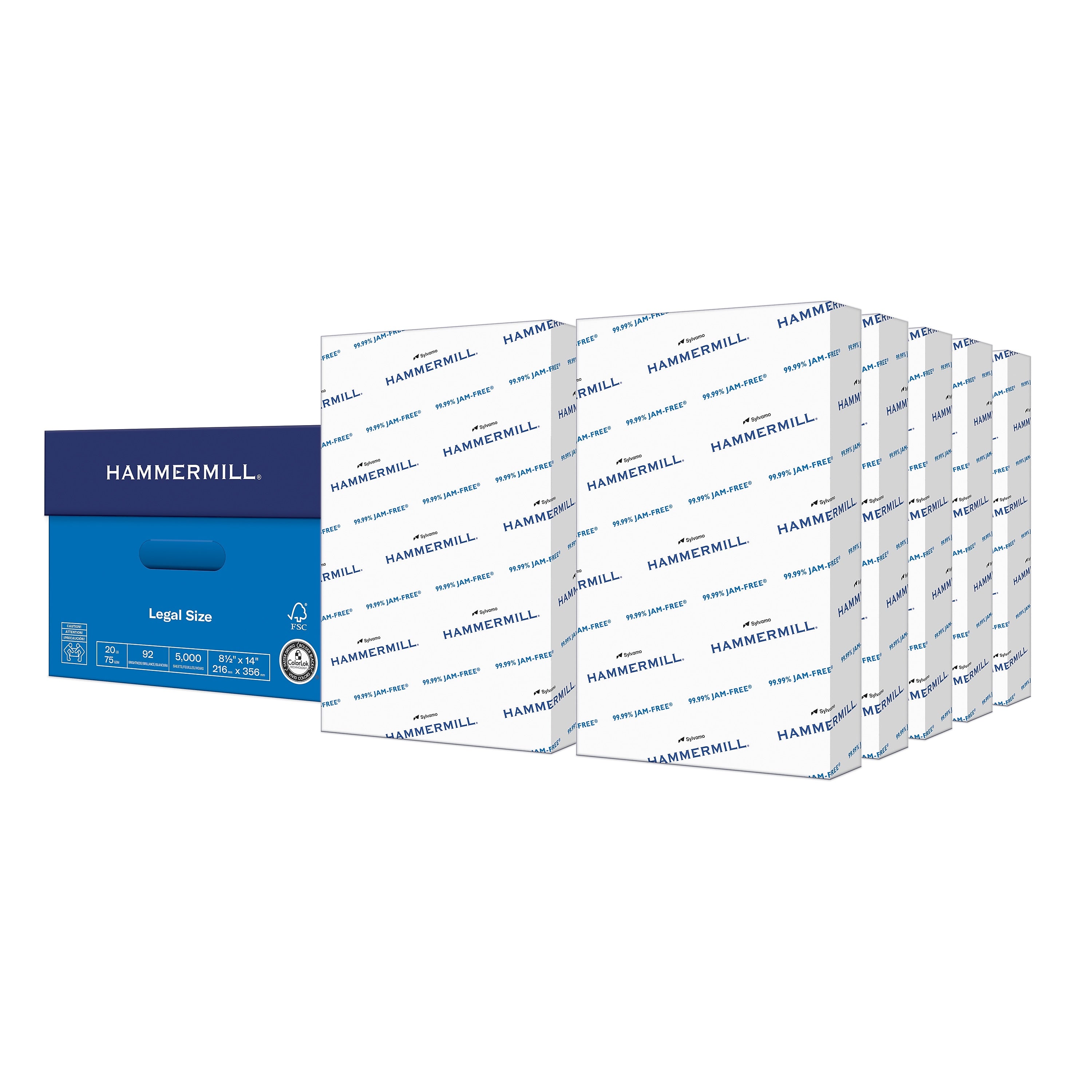 Hammermill Copy Plus 8.5" x 14" Copy Paper, 20 lbs., 92 Brightness, 5000 Sheets/Carton (105015)