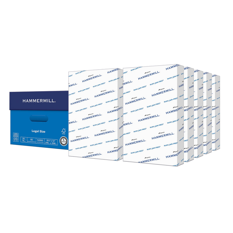 Hammermill Copy Plus 8.5" x 14" Copy Paper, 20 lbs., 92 Brightness, 5000 Sheets/Carton (105015)