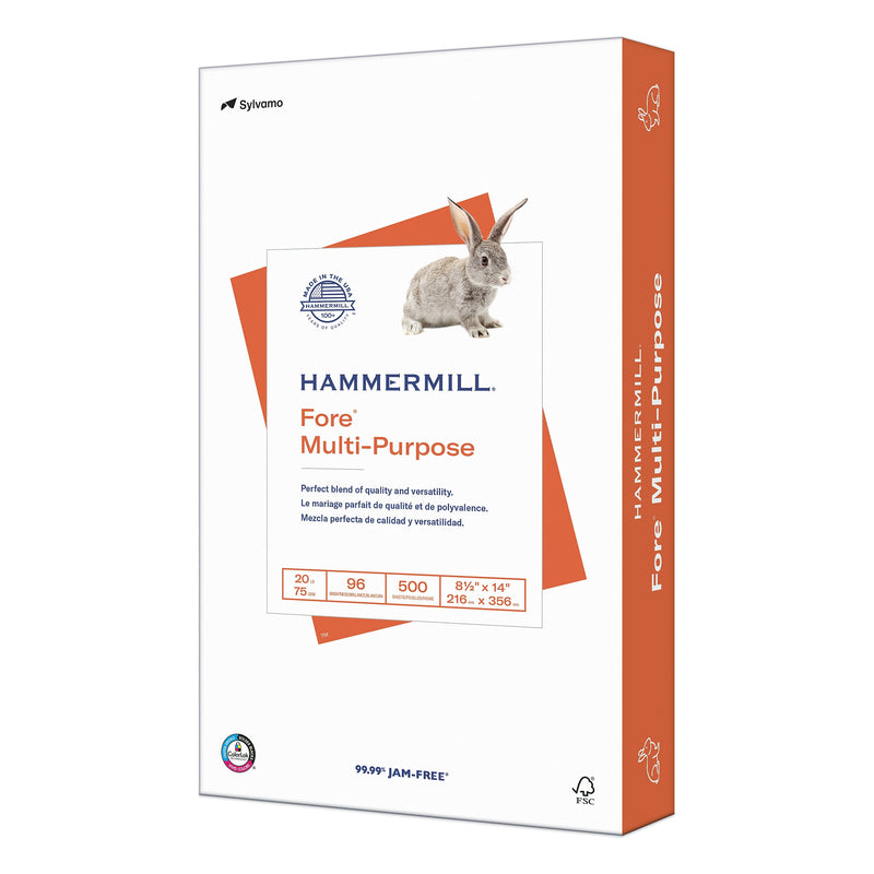Hammermill Fore 8.5" x 14" Multipurpose Paper, 20 lbs., 96 Brightness, 500 Sheets/Ream (103291)