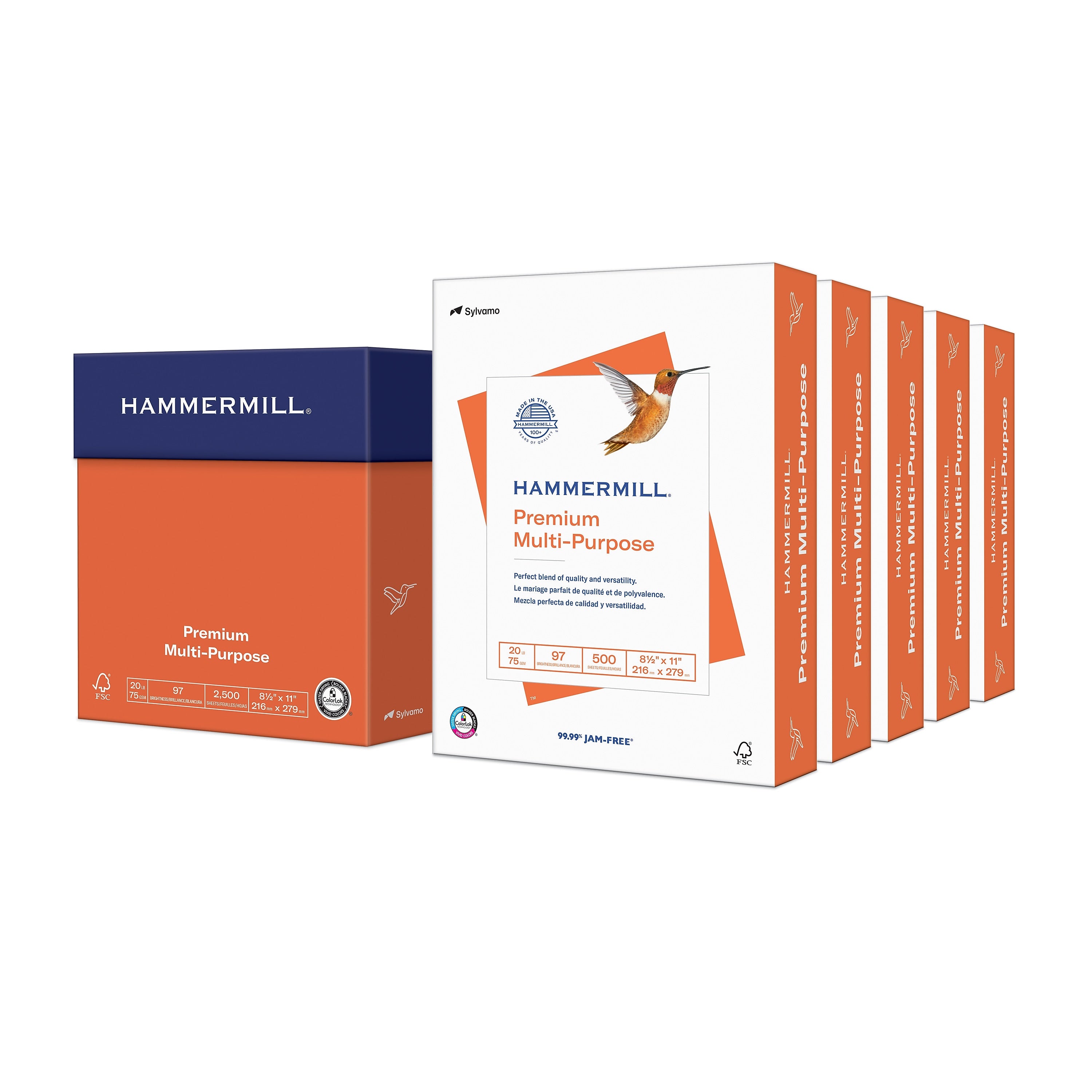 Hammermill 8.5" x 11" Premium Multipurpose Paper, 20 lbs., 97 Brightness, 2500 Sheets/Carton (105910)