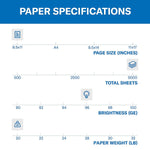 Hammermill Fore 8.5" x 11" Multipurpose Paper, 20 lbs., 96 Brightness, 5000 Sheets/Carton (103267)