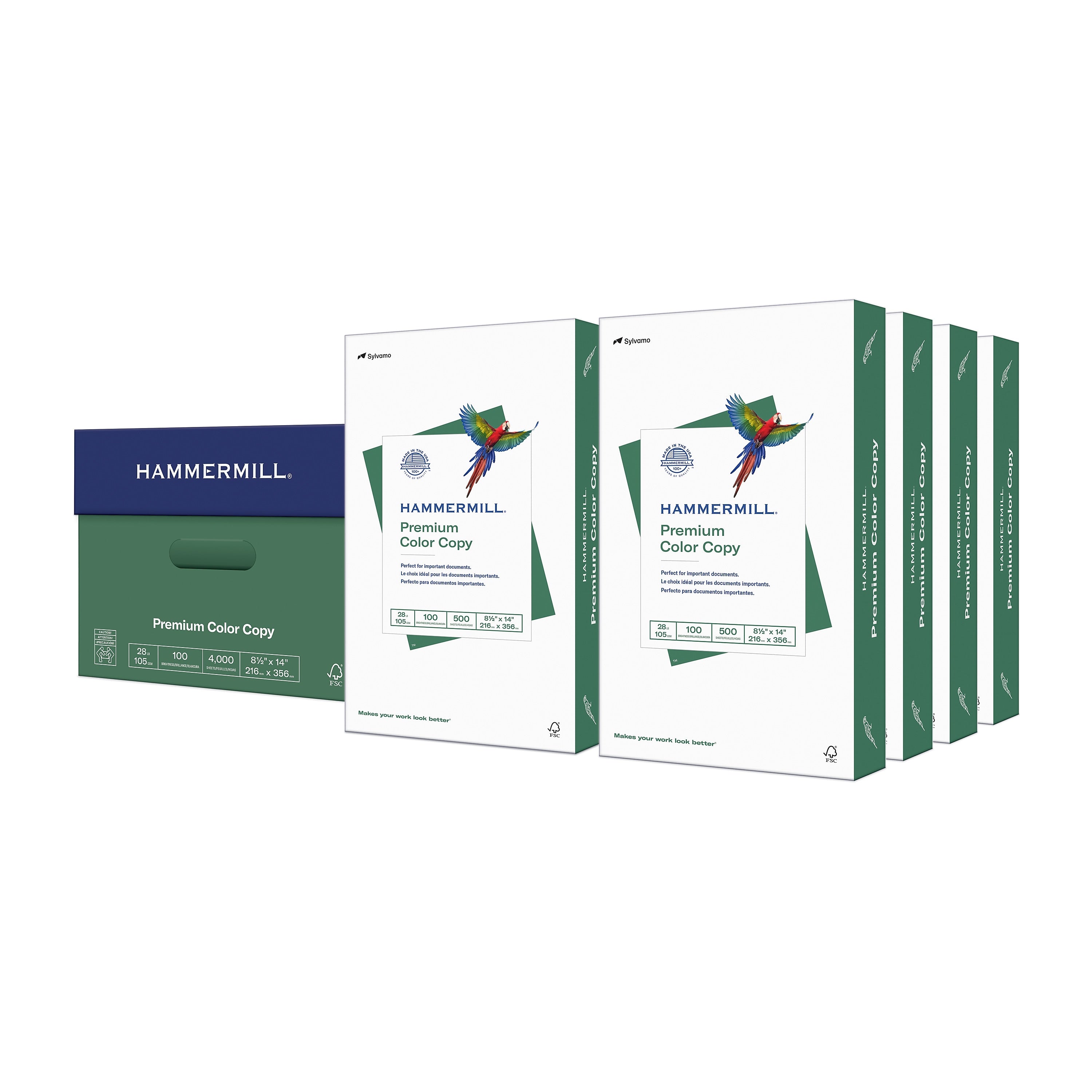Hammermill Premium Color Copy 8.5" x 14" Printer Paper, 28 lbs., 100/Brightness, 8 Reams/Carton (102475)