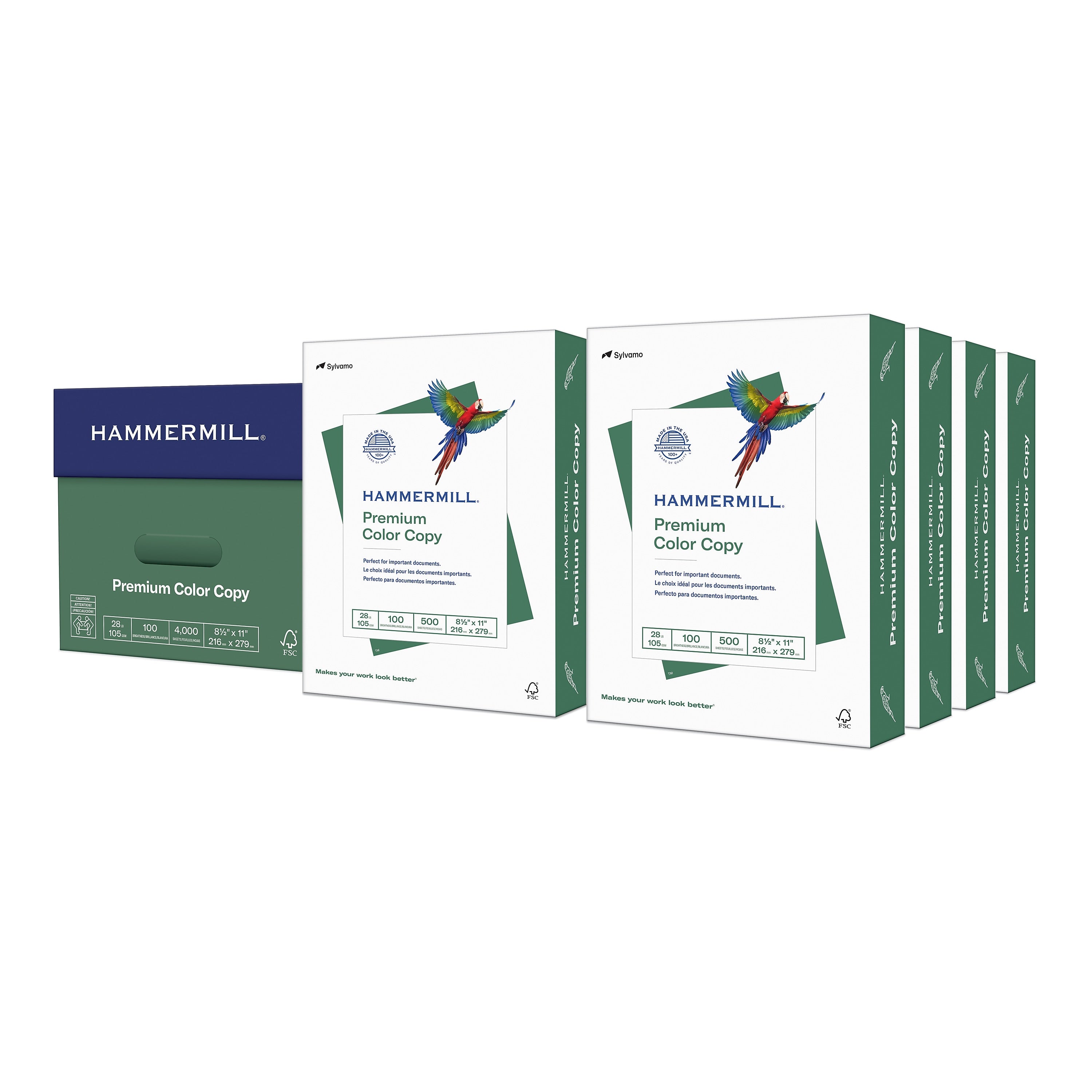 Hammermill Premium 8.5" x 11" Color Copy Paper, 28 lbs., 100 Brightness, 500 Sheets/Ream, 8 Reams/Carton (102467)