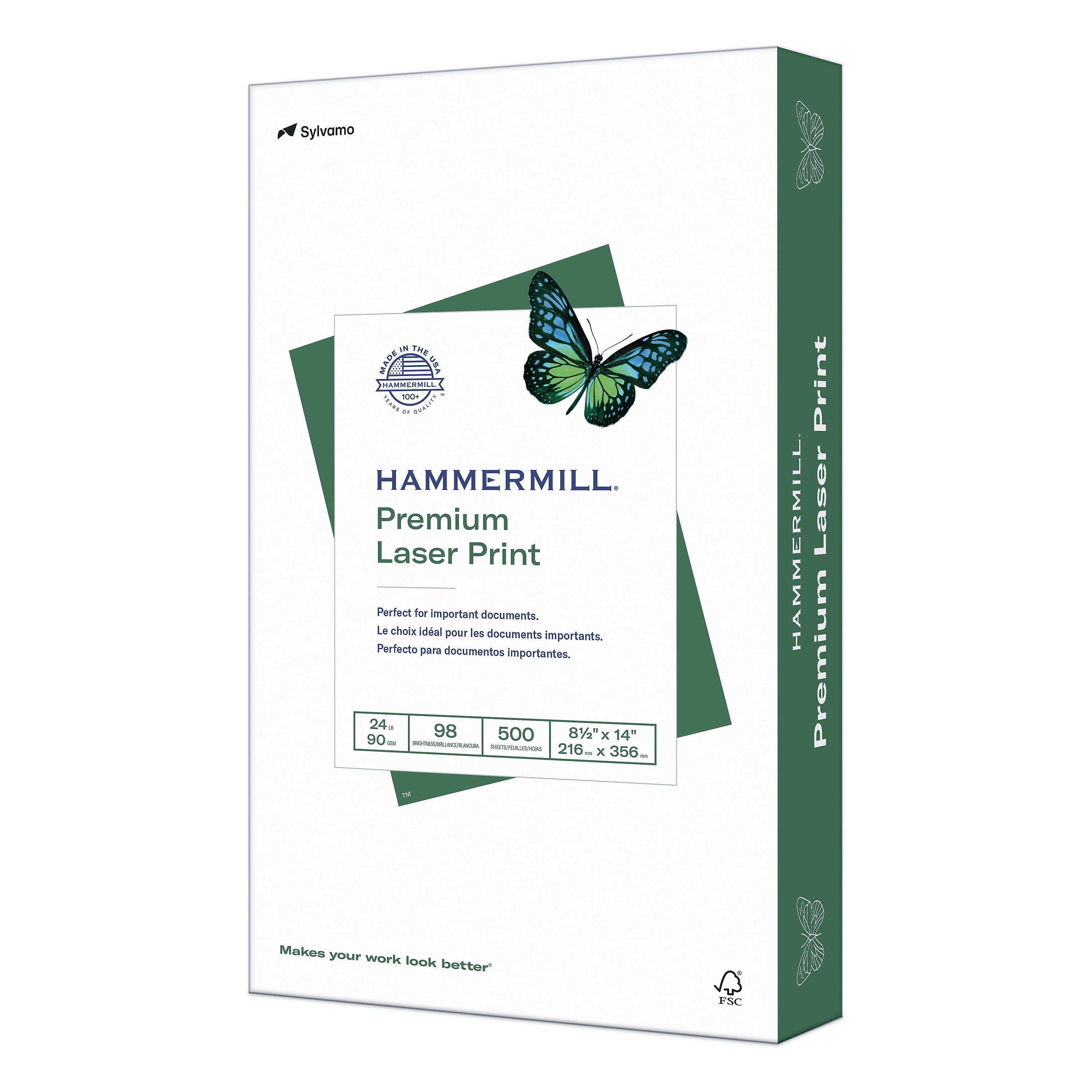 Hammermill Premium 8.5" x 14" Laser Paper, 24 lbs., 98 Brightness, 500 Sheets/Ream (104612)