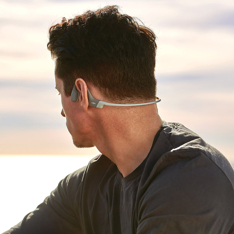 Shokz OpenRun Bone-Conduction Open-Ear Sport Headphones with Microphones, Gray (S803-ST-GY-US)