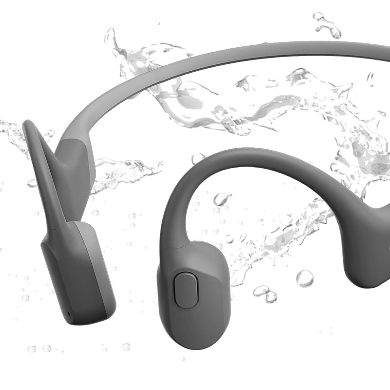 Shokz OpenRun Bone-Conduction Open-Ear Sport Headphones with Microphones, Gray (S803-ST-GY-US)
