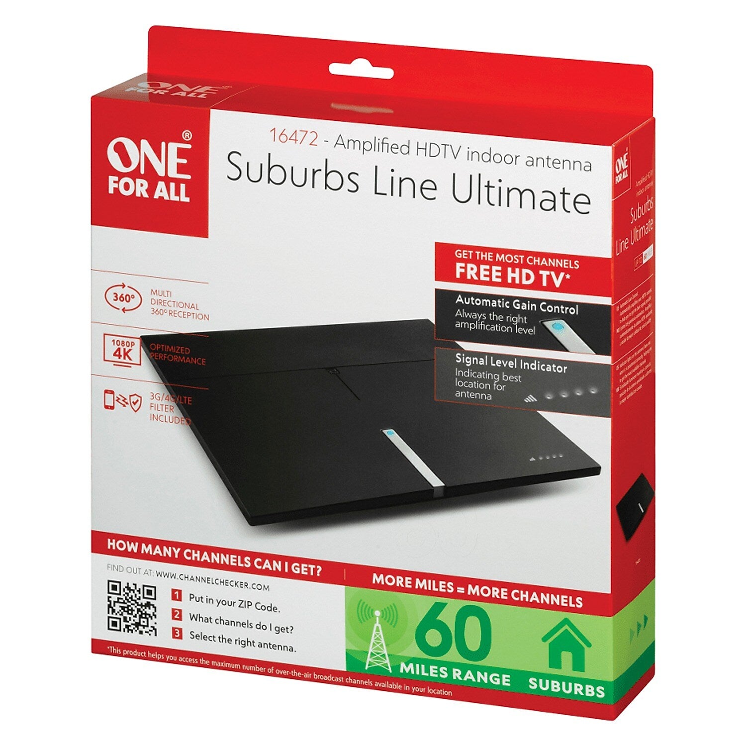 One For All Amplified Indoor Smart HDTV Antenna (16472)