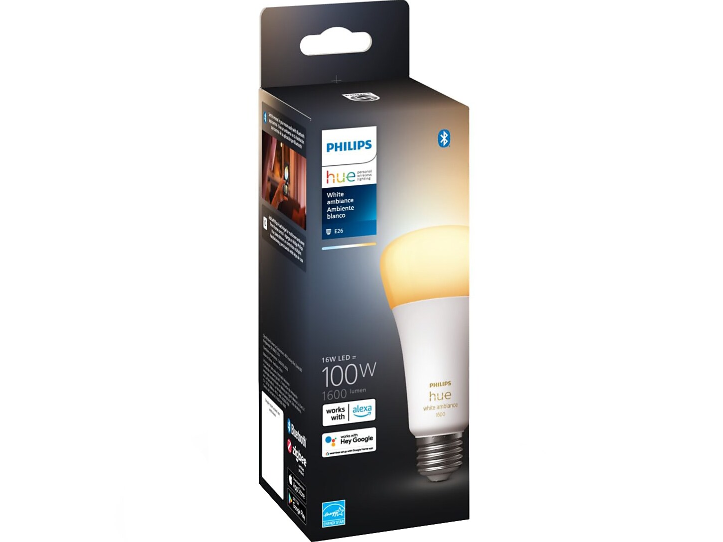 Philips Hue White Light Bulb, A21 2200K-6500K 16W E26 (562990)