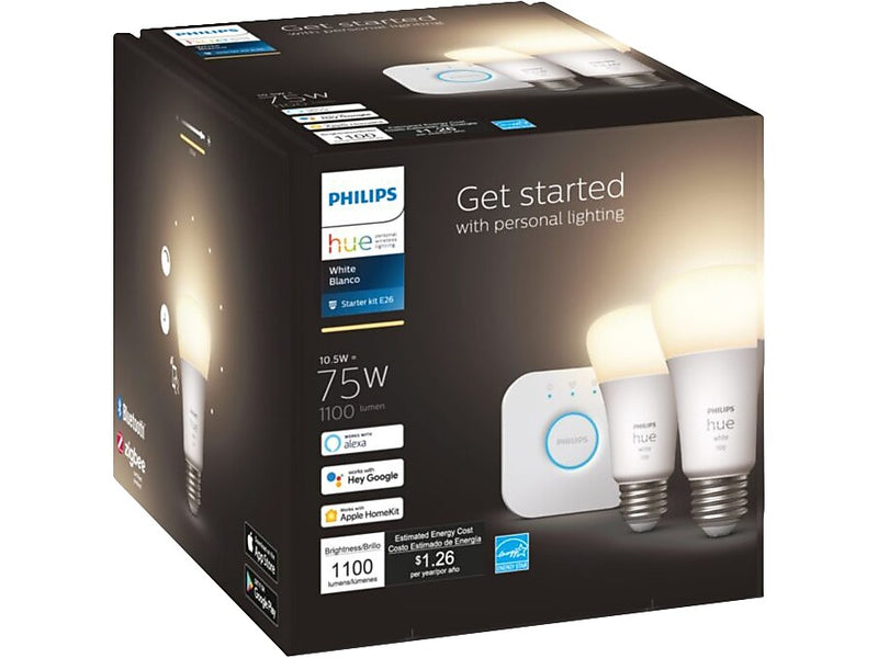 Philips Hue White Starter Kit, A19 2700K 10.5W E26 (563080)