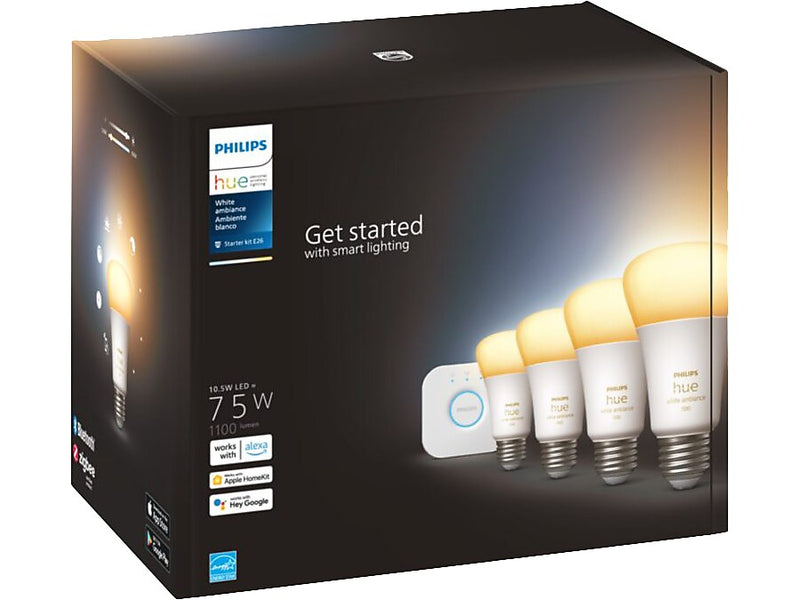 Philips Hue White Starter Kit, A19 2200K-6500K 10.5W E26 (563270)