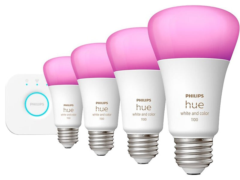 Philips Hue White Starter Kit, A19 16 Million Colors 10.5W E26 (563296)