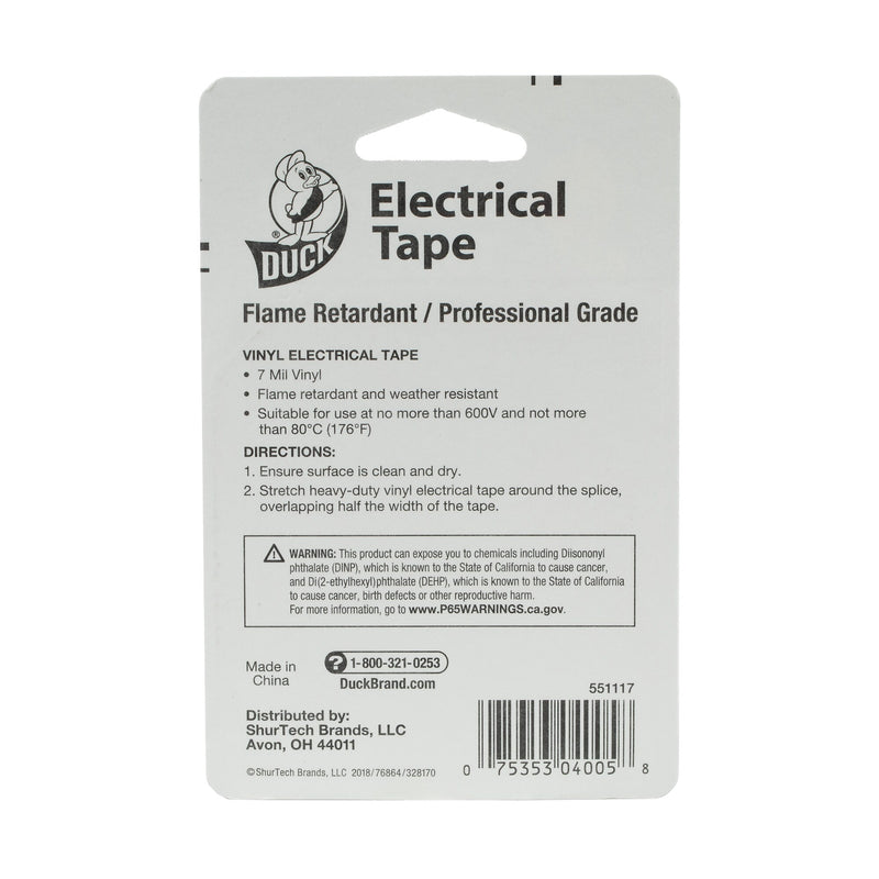 Duck® Brand .75 in. x 66 ft. x 7 mil. Professional Electrical Tape, Black (551117)