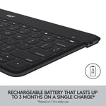 Logitech Keys-to-Go Ultra-Portable Keyboard For iPhone, iPad, and Apple TV, Black