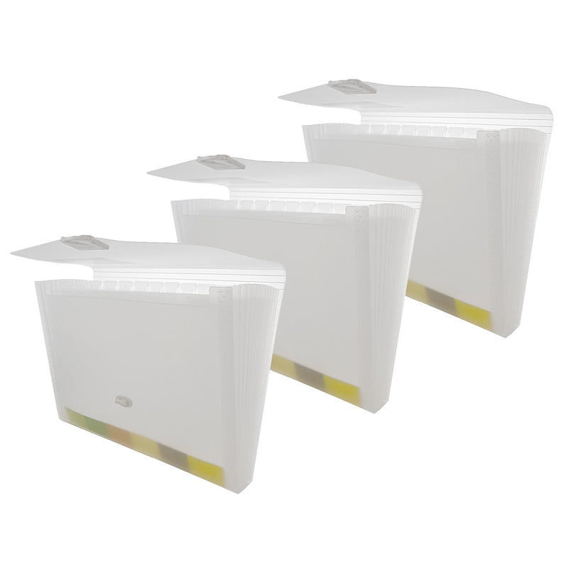 Bazic Heavy Duty Plastic Accordion File, 13 Pocket, Letter Size, Translucent White, 3/Bundle (BAZ3173-3)