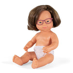 MINILAND Baby Doll Caucasian Girl With Down Syndrome With Glasses, 15'' (MLE31110)