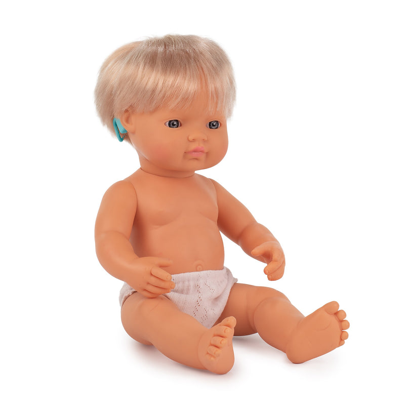 MINILAND Baby Doll Caucasian Girl With Hearing Aid, 15'' (MLE31114)