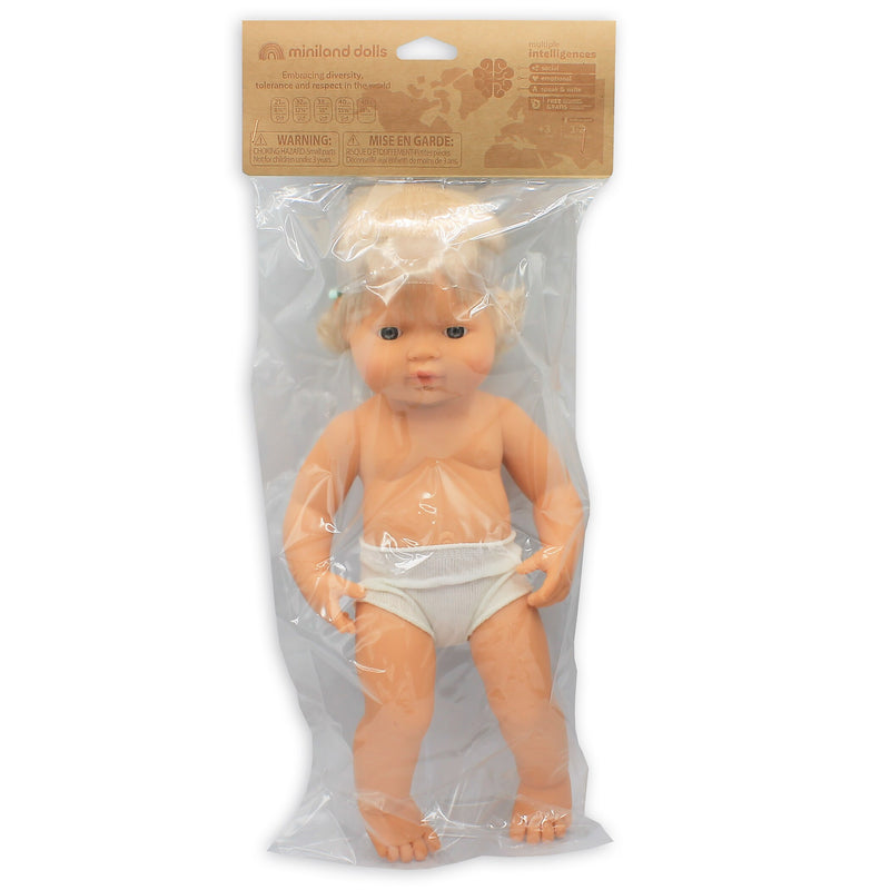 MINILAND Baby Doll Caucasian Girl With Hearing Aid, 15'' (MLE31114)
