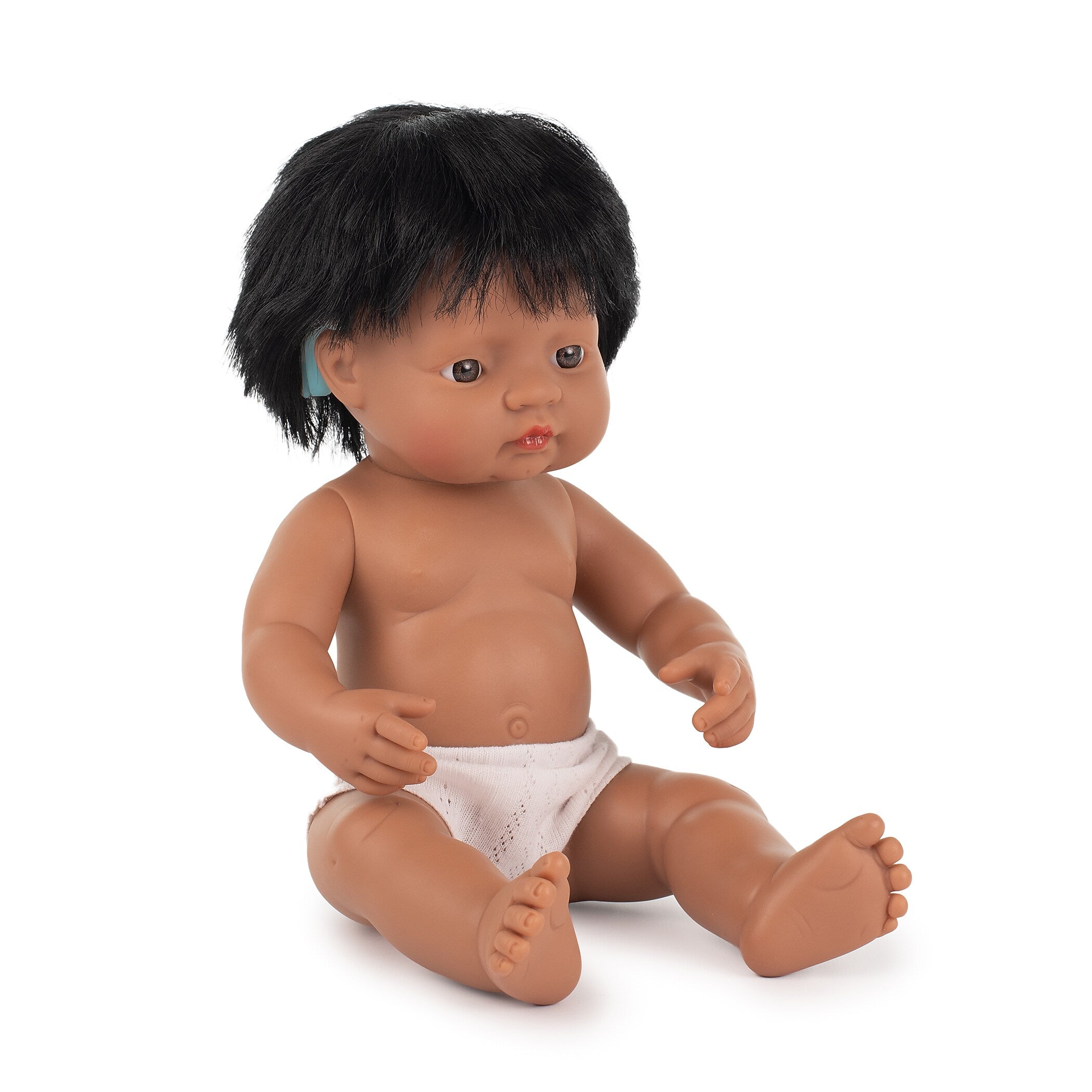 MINILAND Baby Doll Hispanic Boy With Hearing Aid, 15'' (MLE31116)