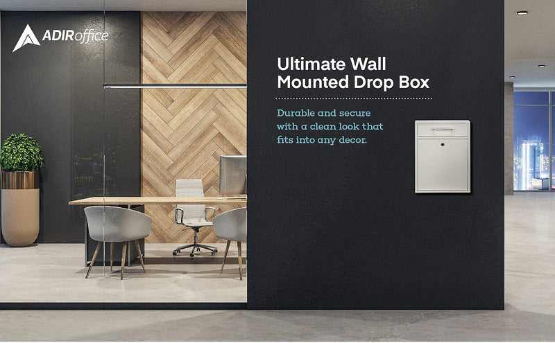 AdirOffice Steel Large Wall Mounted Drop Box Interoffice Mailbox, Key Lock, White (631-04-WHI)