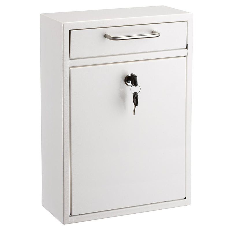AdirOffice Wall-Mounted Steel Key Lock Drop Box Interoffice Mailbox, White (631-05-WHI)