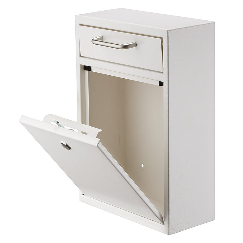 AdirOffice Wall-Mounted Steel Key Lock Drop Box Interoffice Mailbox, White (631-05-WHI)