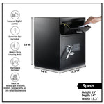 AdirOffice Black Steel Drop Bin Depository Safe With Digital Lock, 1.1 cu. ft. (670-200-BLK)