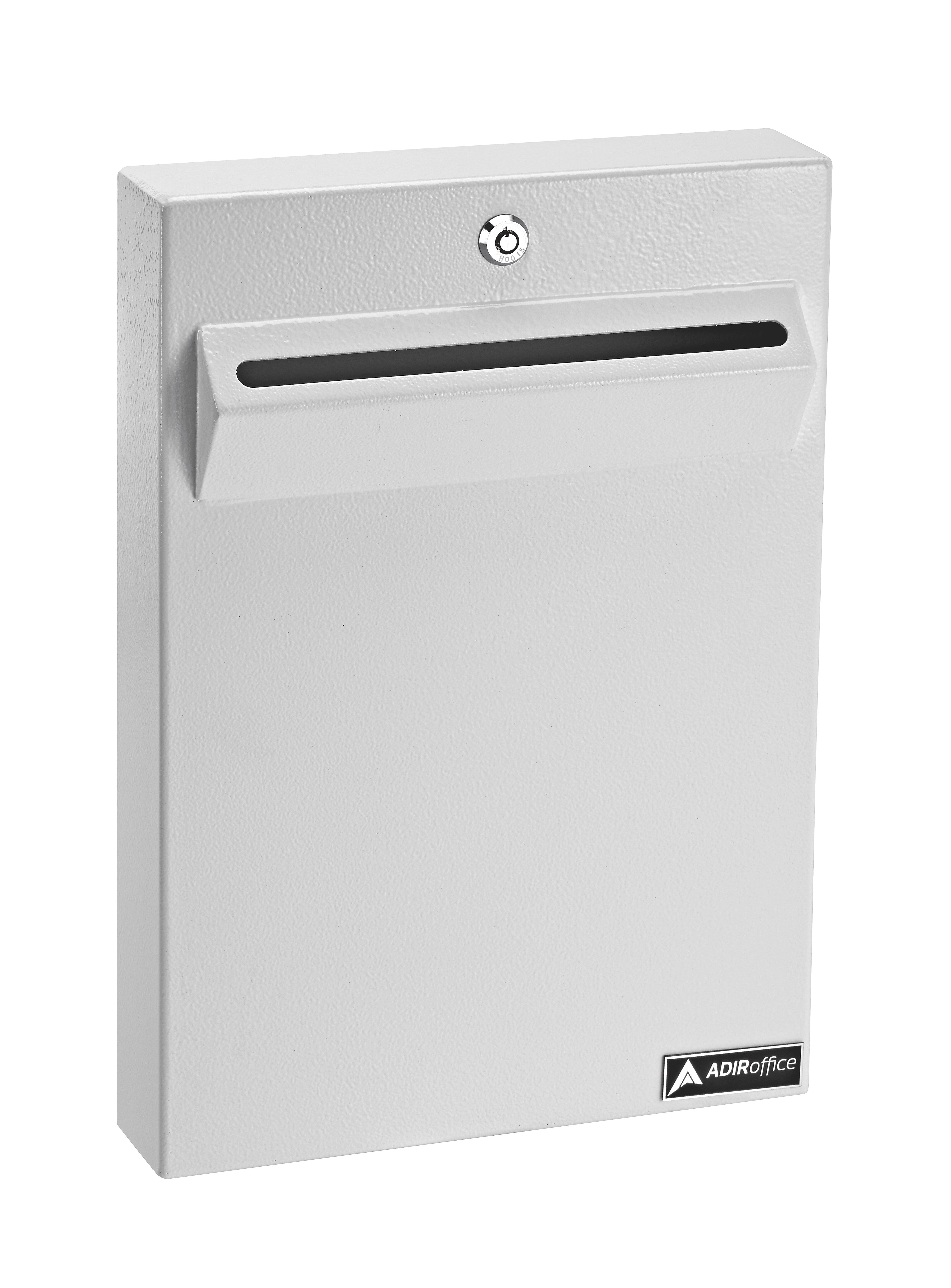 AdirOffice Steel Drop Box Interoffice Mailbox with Key Lock, 16"H x 11"W x 2.4"D, White Steel (631-14-WHI)