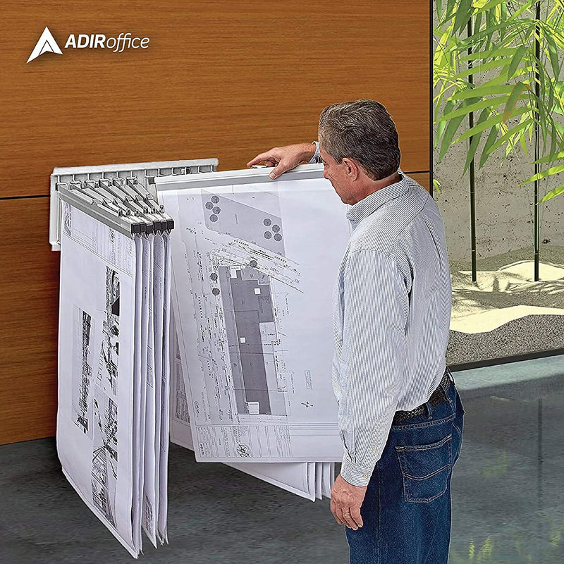 AdirOffice Steel Hanging Wall File, For Blueprint & Large-Format Files, White (617-WHI)