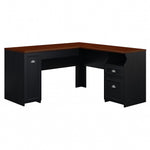 Bush Furniture Fairview 60"W L Shaped Desk with Drawers and Storage Cabinet, Antique Black/Hansen Cherry (WC53930-03K)