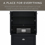 Bush Furniture Fairview 60"W L Shaped Desk with Hutch, Bookcase, Storage and File Cab, Antique Black/Hansen Cherry (FV014AB)