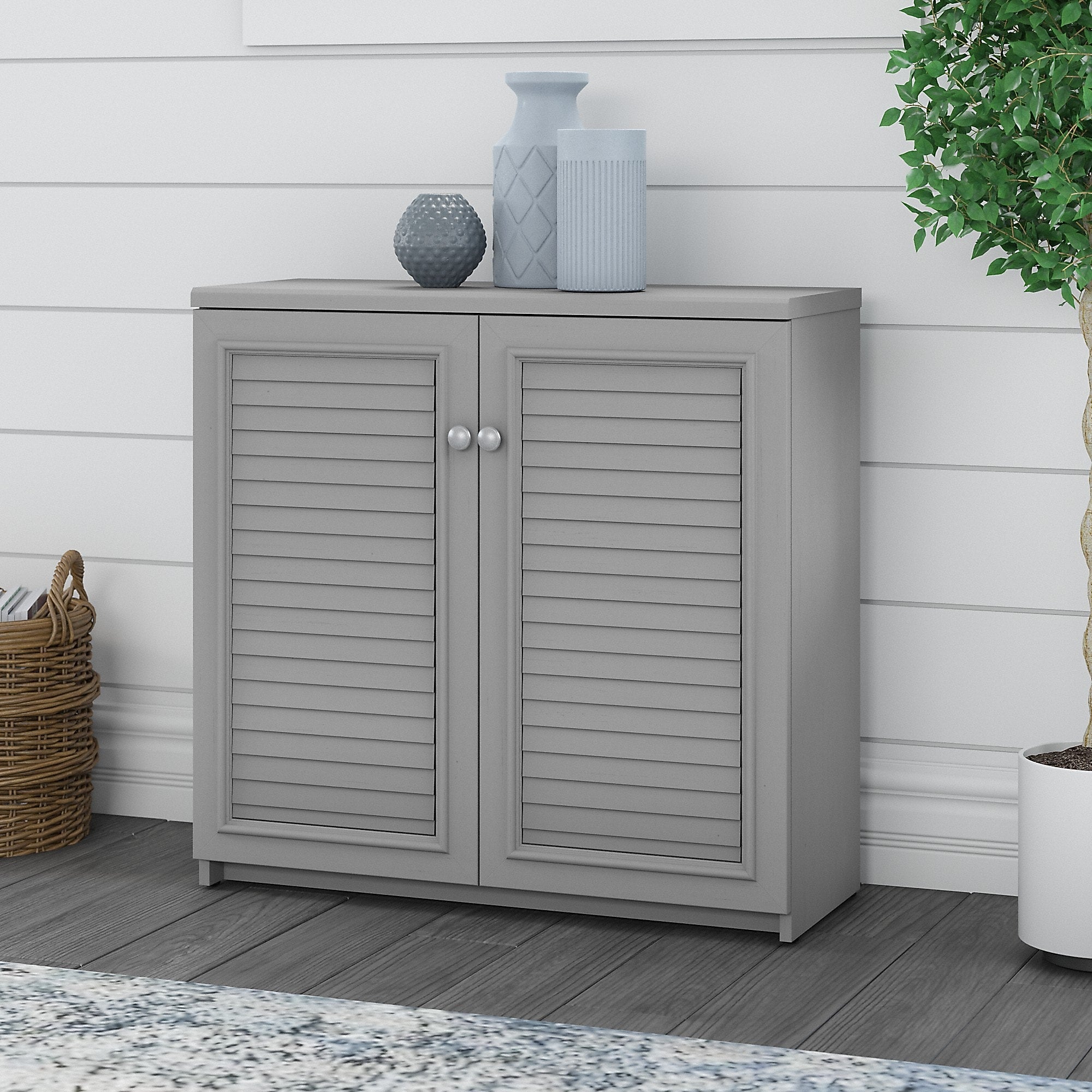 Bush Furniture Fairview 30" Small Storage Cabinet with 3 Shelves, Cape Cod Gray (WC53596-03)